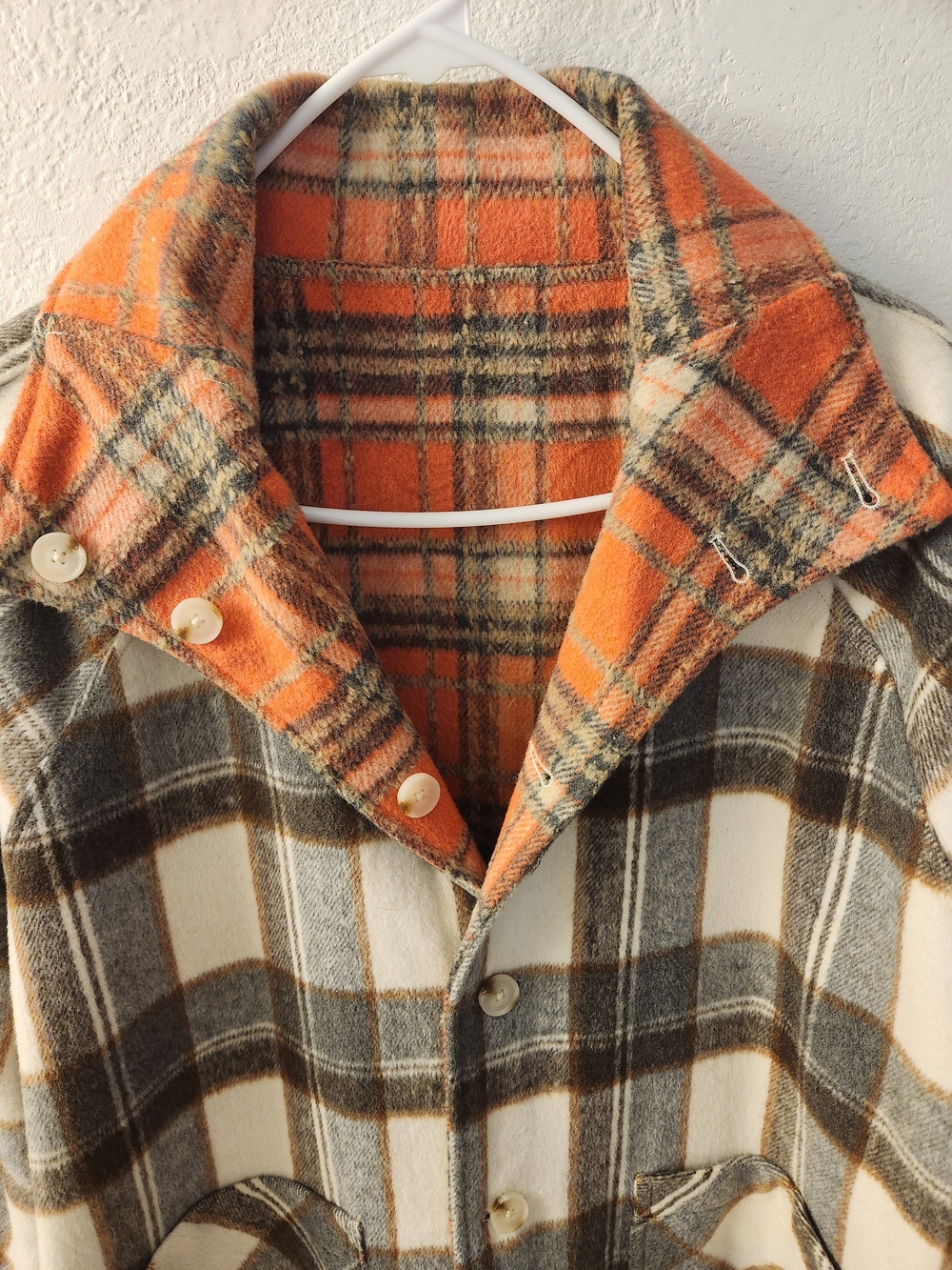 BlankNYC Reversible Longline Wool-Blend Plaid Coat Size S - Picture 2 of 4